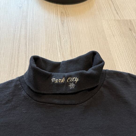Vintage 90's Park City Utah Black Turtleneck Pullover Long Sleeve Shirt Sz Large - Picture 3 of 4